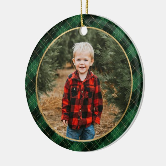 Ornement photo du script de Noël vert plaqué (Gauche)