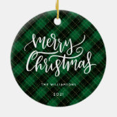 Ornement photo du script de Noël vert plaqué (Dos)