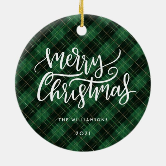 Ornement photo du script de Noël vert plaqué (Dos)