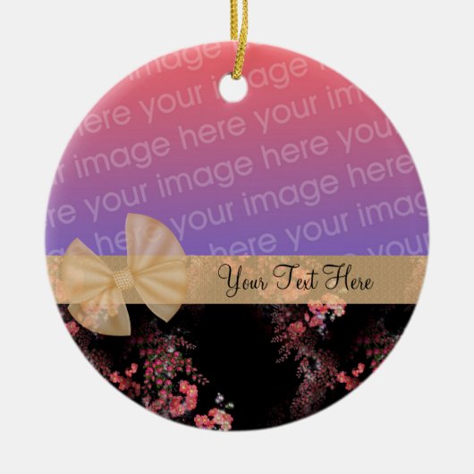 Ornement photo en ruban rose Fleurs (Devant)