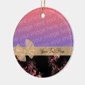 Ornement photo en ruban rose Fleurs (Gauche)