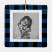 Ornement photo Joyeux Bleu Buffalo Plaid (Dos)