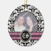 Ornement photo mariage damassé noir et blanc (Gauche)