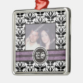 Ornement photo mariage damassé noir et blanc (Gauche)