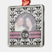 Ornement photo mariage damassé noir et blanc (Gauche)