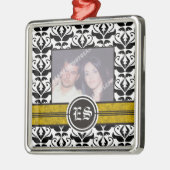 Ornement photo mariage damassé noir et blanc (Gauche)