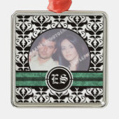 Ornement photo mariage damassé noir et blanc (Devant)