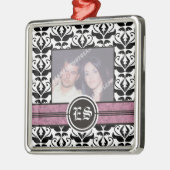 Ornement photo mariage damassé noir et blanc (Gauche)