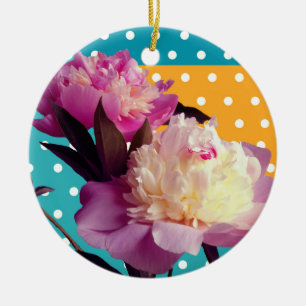 Ornement photo moderne de fleurs de pivoine rose