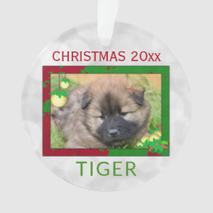 Ornement photo pour chien de compagnie Noël mignon