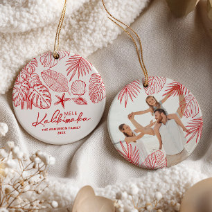 Ornement photo rouge Mele Kalikimaka