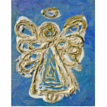 Ornement Photo Sculpture Ornement Angel bleu<br><div class="desc">Peinture d'un ange blanc et or sur contre un arrière - plan bleu doux.</div>