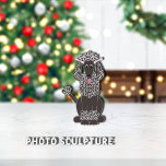 Ornement Photo Sculpture Ornement de poodle noir standard<br><div class="desc">Beau,  noir standard Poodle avec des rubans roses sur les oreilles. Adorable yeux et langue rose dehors. Graphique de : Lori@SaltTownStudio.</div>