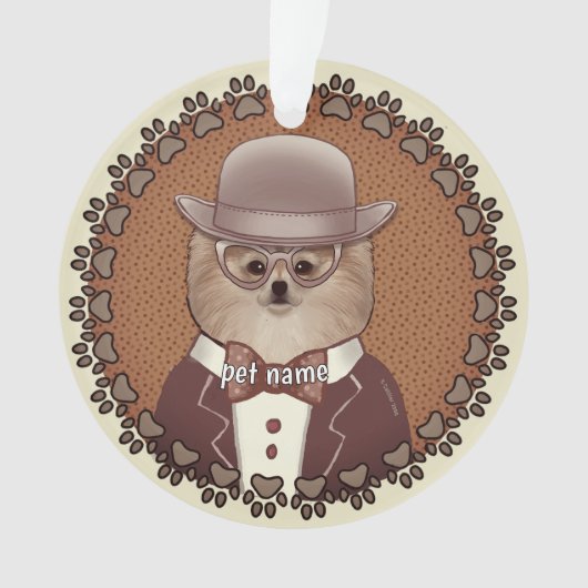 Ornement Poméranie portant des lunettes (devant)