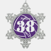 Ornement pourpre de volleyball de monogramme (Devant)