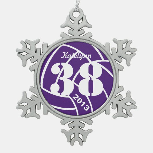 Ornement pourpre de volleyball de monogramme (Devant)