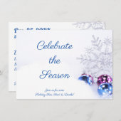 Ornement pourpre et bleu et Invitation de flocon d (Devant / Derrière)