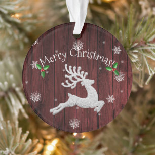 Ornement Red Rustic Christmas Reindeer