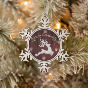 Ornement Red Rustic Christmas Reindeer