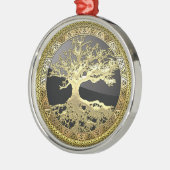 Ornement Rond Argenté [27] Golden Celtic Tree of Life (Gauche)