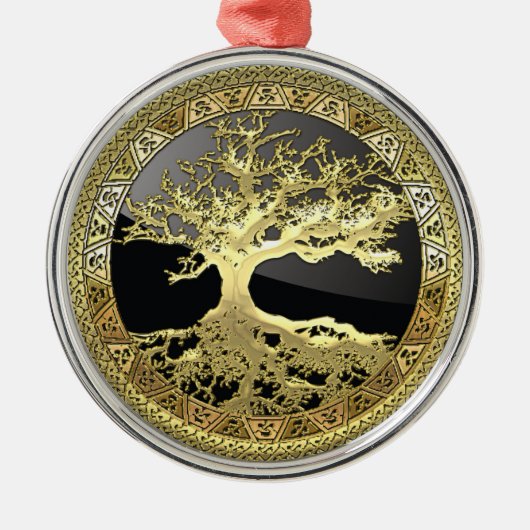 Ornement Rond Argenté [27] Golden Celtic Tree of Life (Devant)