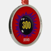 Ornement Rond Argenté 300 Bowling Game, avec date, (Droite)