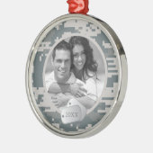 Ornement Rond Argenté ACU d'armée et étiquettes de chien (Gauche)