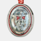 ORNEMENT ROND ARGENTÉ AFFICHETTE DE PORTE SKULL CHROME (Gauche)