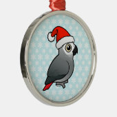 Ornement Rond Argenté African Grey Père Noël (Droite)