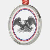 Ornement Rond Argenté Aigle de guerre vintage (Gauche)