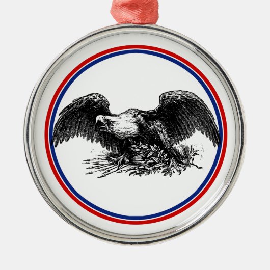 Ornement Rond Argenté Aigle de guerre vintage (Devant)
