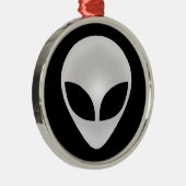 Ornement Rond Argenté Alien Grey Head (Droite)