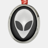 Ornement Rond Argenté Alien Grey Head (Gauche)