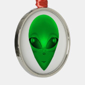 ORNEMENT ROND ARGENTÉ ALIEN VERT (Droite)