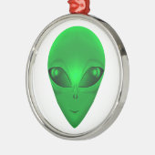 ORNEMENT ROND ARGENTÉ ALIEN VERT (Gauche)