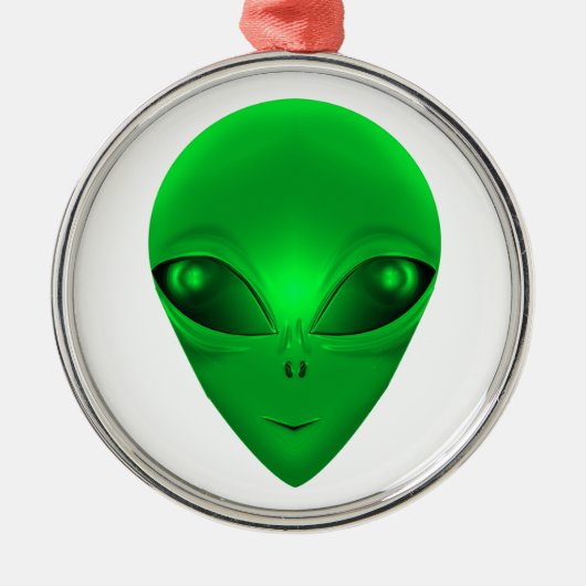 ORNEMENT ROND ARGENTÉ ALIEN VERT (Devant)