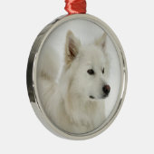 Ornement Rond Argenté American Eskimo Dog Art (Droite)
