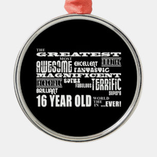 Ornement Rond Argenté Amusement Cool 16e anniversaire fête Plus grand 1