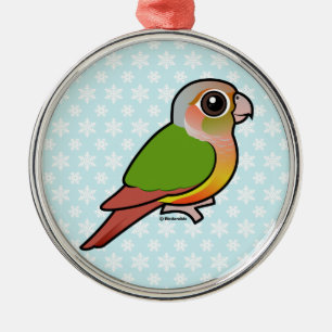 Ornement Rond Argenté Ananas Conure Vert-cheeked de Birdorable