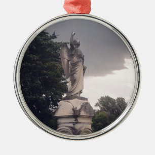 Ornement Rond Argenté Ange de la Fête