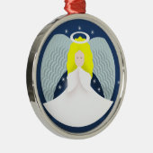 Ornement Rond Argenté Ange de Noël avec ailes (Droite)