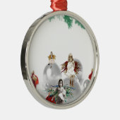 Ornement Rond Argenté anges vintages de Noël (Droite)
