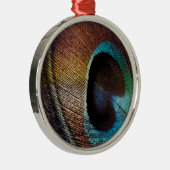 Ornement Rond Argenté Antique Hues Peacock Feather Eye (Droite)
