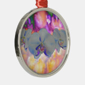 Ornement Rond Argenté Aquarelle Abstraite orchidées tropicales (Droite)