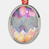 Ornement Rond Argenté Aquarelle Abstraite orchidées tropicales (Gauche)