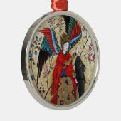 ORNEMENT ROND ARGENTÉ ARCHANGEL RAPHAEL ET PARCHEMENT DE POISSON (Droite)