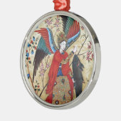 ORNEMENT ROND ARGENTÉ ARCHANGEL RAPHAEL ET PARCHEMENT DE POISSON (Gauche)