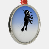 Ornement Rond Argenté Arrière - plan Black Flying Robot Blue Sky (Droite)