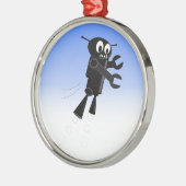 Ornement Rond Argenté Arrière - plan Black Flying Robot Blue Sky (Gauche)