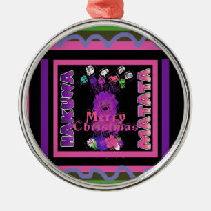 Ornement Rond Argenté Baby pink Beautiful Merry Christmas Hakuna Matata